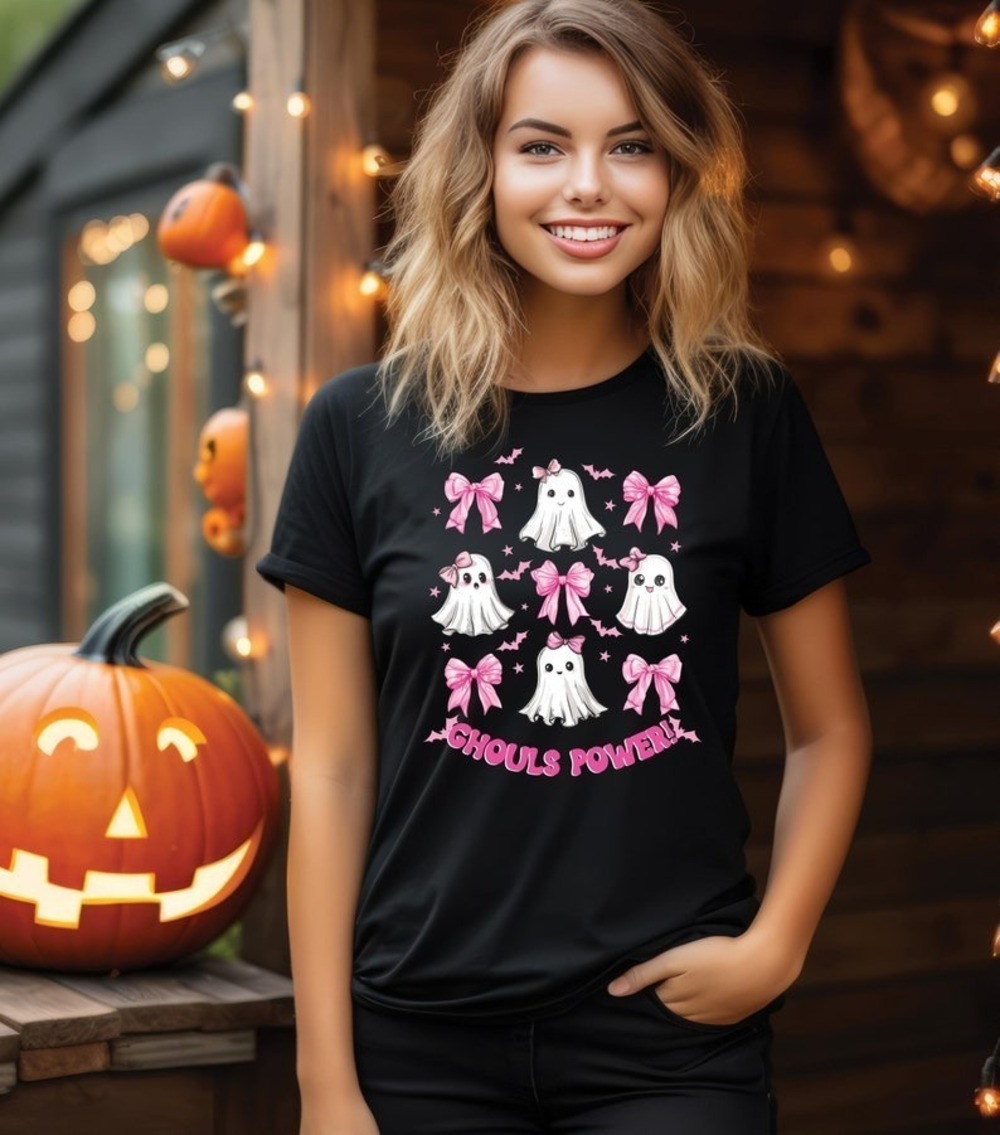 Coquette Shirt Lets Go Ghouls Girly Cute Ghost Halloween Gift Girls T Shirt